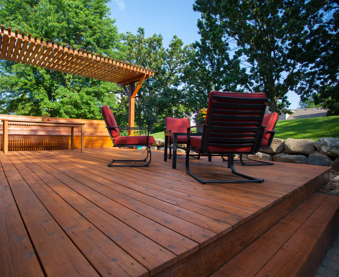 Wooden backyard deck built by Majed Renovations in Fredericton